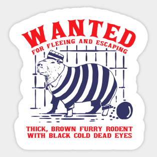 Funny Capybara wanted with prisoner outfit Sticker